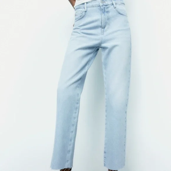 Zara Z1975 HIGH-RISE STRAIGHT JEANS light wash - Picture 2 of 14